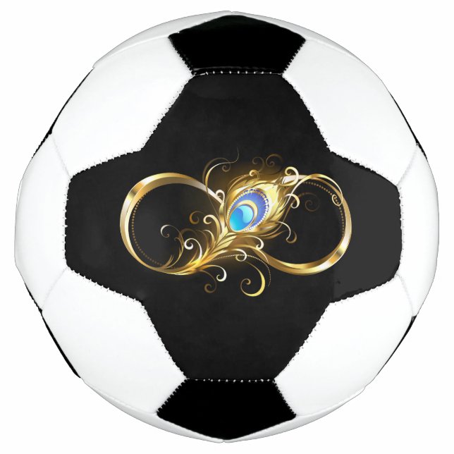 Ballon De Foot Infinité avec plume de paon doré (Devant)
