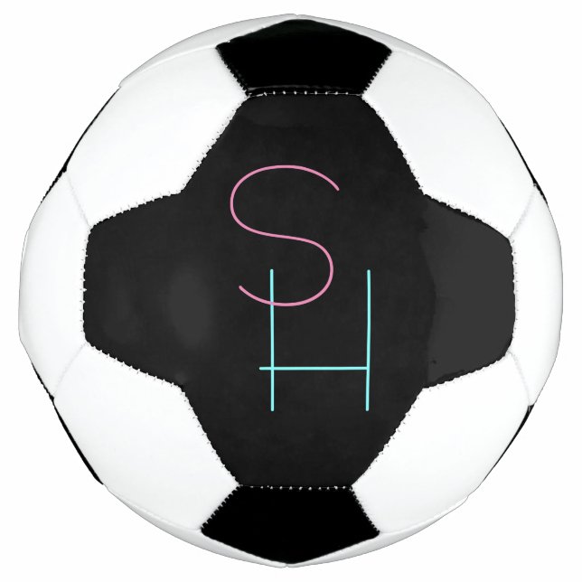 Ballon De Foot Initiales de chevauchement modernes | Rose Turquoi (Devant)