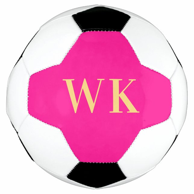 Ballon De Foot Initiales de monogramme rose chaud (Devant)