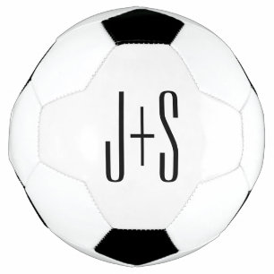 Ballon De Foot Initiales élégantes de couples modernes   Blanc et