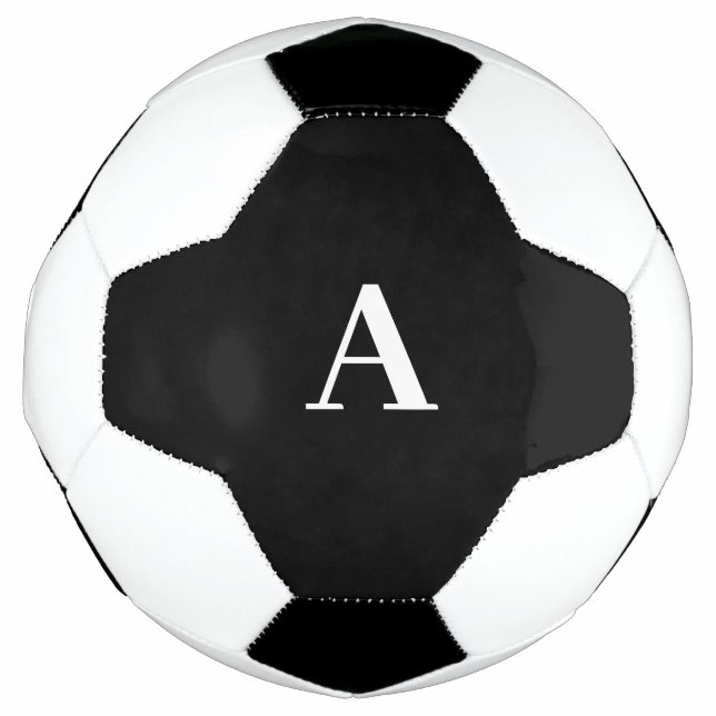 Ballon De Foot Initiales Monogrammes Noir Blanc Nom personnalisé  (Devant)