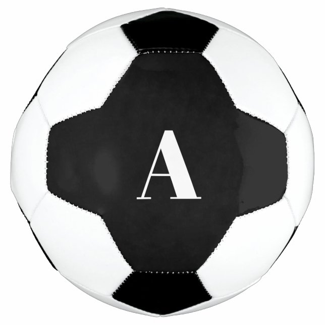 Ballon De Foot Initiales Monogrammes Nom personnalisé Noir Blanc  (Devant)