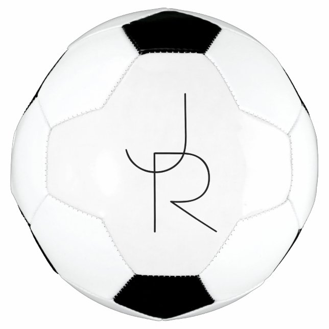 Ballon De Foot Initiales superposées | Noir sur blanc (Devant)