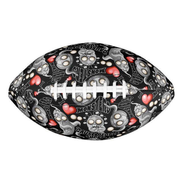 Ballon De Foot J'aime les monstres parce que les gens aiment les  (Devant)