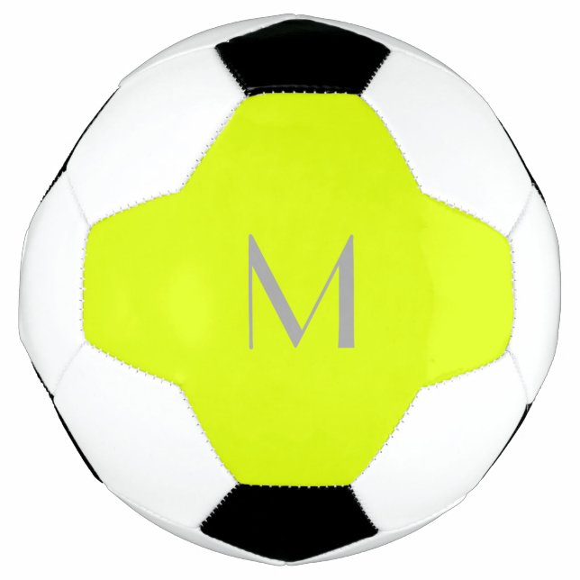 Ballon De Foot jaune fluorescent - ajouter monogramme (Devant)