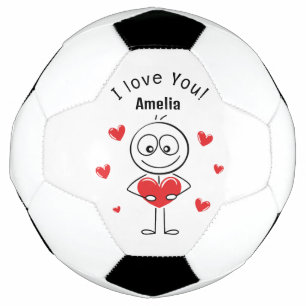 Ballon De Foot Je t'aime Stick Figure Cœurs Mignons