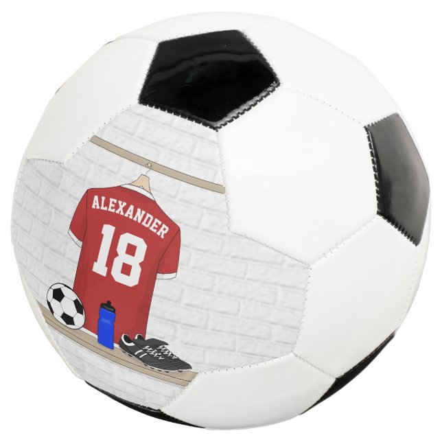 Ballon De Foot Jersey de football rouge et blanc personnalisé (3/4)