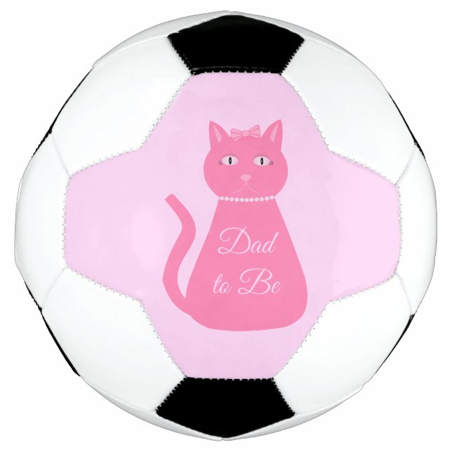 Ballon De Foot Joli bébé rose fille chat Personnalisé Papa d'être (Devant)