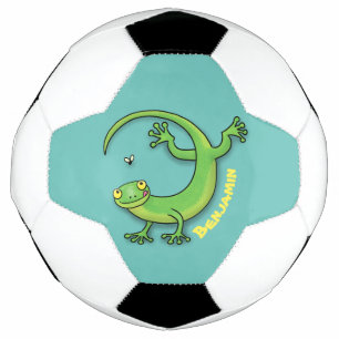 Ballon De Foot Joli gecko vert salutations avec dessin animé