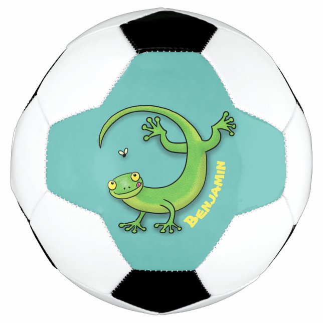 Ballon De Foot Joli gecko vert salutations avec dessin animé (Devant)