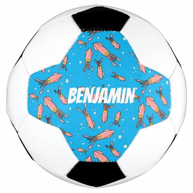 Ballon De Foot Joli motif caricature de calmar rose (Devant)