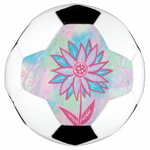Ballon De Foot Jolie fleur pastel dessinée à la main