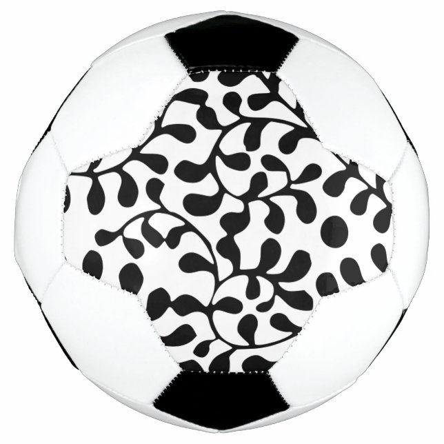 Ballon De Foot Jolie impression noir et blanc fleurie (Devant)