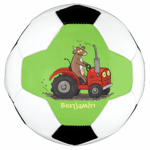 Ballon De Foot Jolie vache heureuse conduisant un dessin animé de
