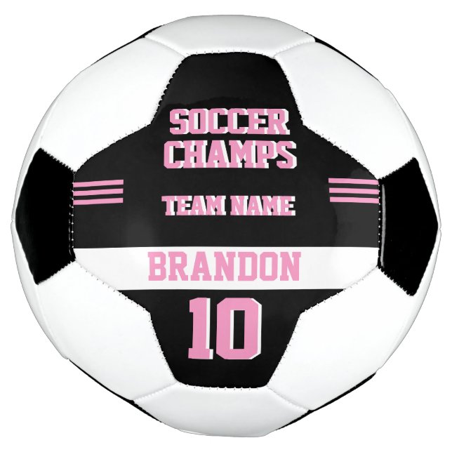 Ballon De Foot joueur de football champs noir rose personnalisé (Tourné)