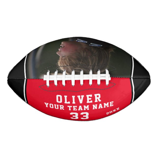 Ballon De Foot Joueur rouge Nom Numéro Équipe Photo Football (Devant)