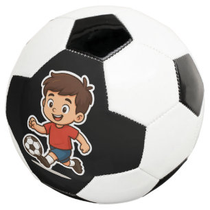 Ballon De Foot Joyeux Cartoon Boy Jouant Au Football