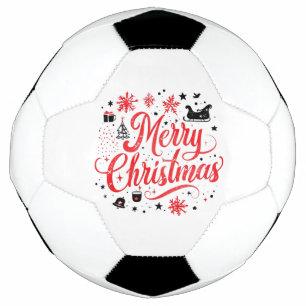 Ballon De Foot Joyeux Noël Design moderne   Rouge et blanc