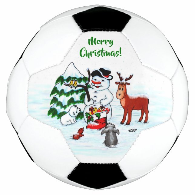 Ballon De Foot Joyeux Noël ! Snowman avec amis (Devant)