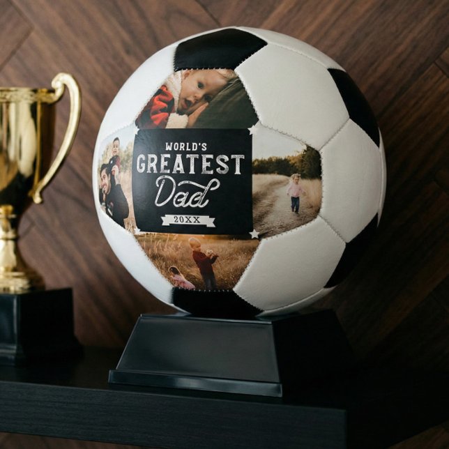 Ballon De Foot La plus grande Fête des pères papa du monde 4 Phot (World’s Greatest Dad Photo Collage Fathers Day Soccer Ball)