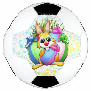 Ballon De Foot Lapin drôle mordant un œuf de Pâques