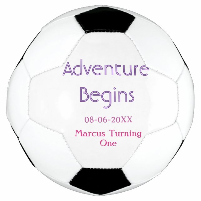 Ballon De Foot L'aventure commence date de naissance simple min (Devant)