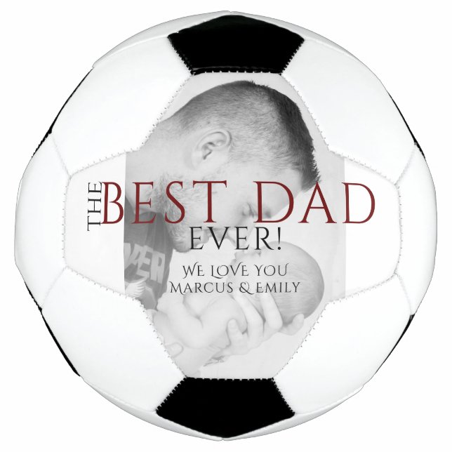 Ballon De Foot Le meilleur papa jamais père`s Day Black White Pho (Devant)