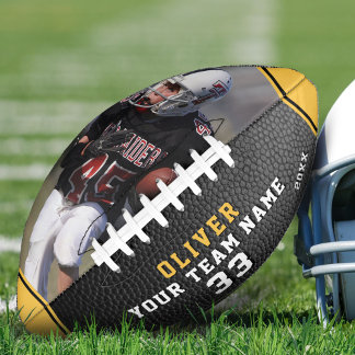 Ballon De Foot Leather Print Jaune Nom du joueur Équipe Photo