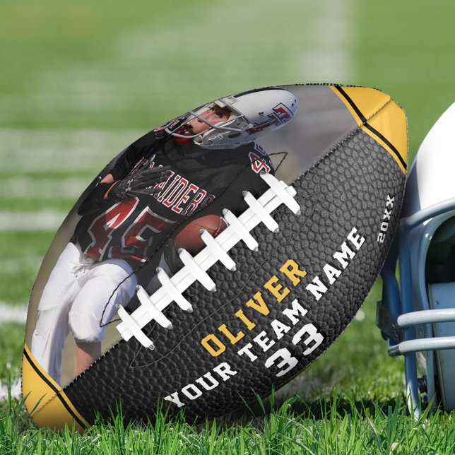 Ballon De Foot Leather Print Jaune Nom du joueur Équipe Photo (Créateur téléchargé)