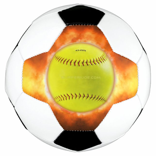 Ballon De Foot Les flammes de balle rapide de softball jaune de S (Devant)
