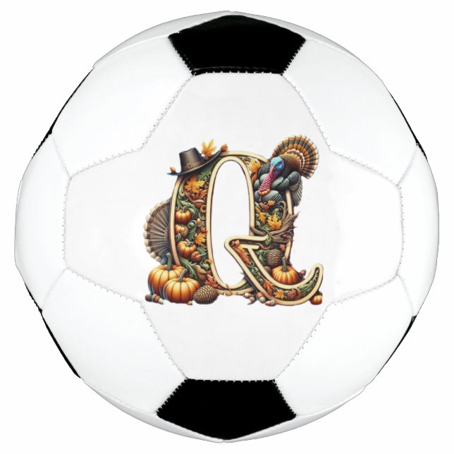 Ballon De Foot Lettre Q dinde de style Thanksgiving  (Devant)