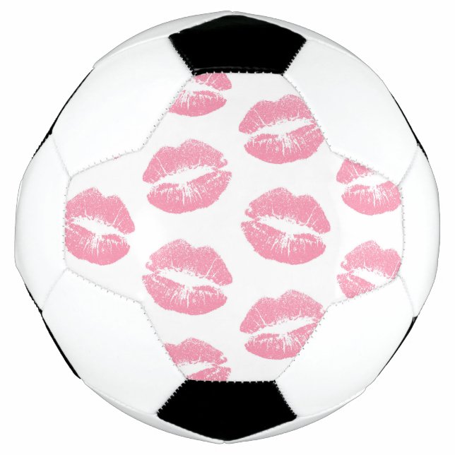Ballon De Foot Lèvres Roses, Motif De Lèvres, Rouge Rose, Baiser (Devant)