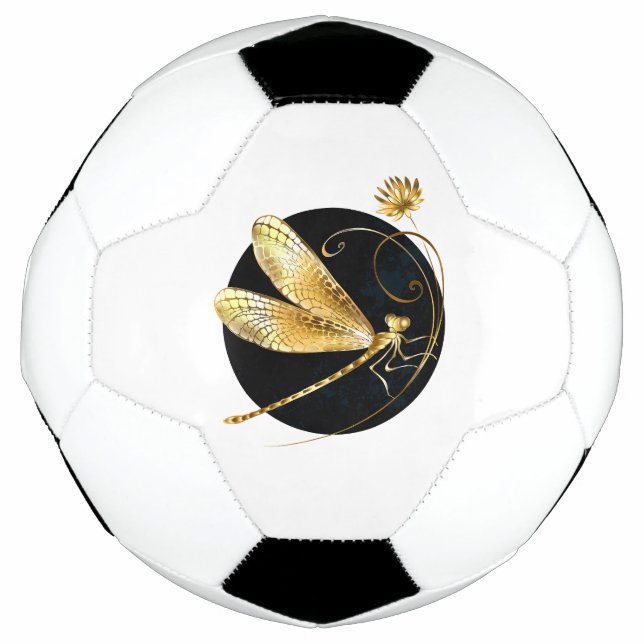 Ballon De Foot libellule d'or en cercle noir (Devant)