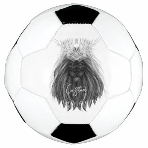 Ballon De Foot Lion noir avec couronne Antlers et monogramme