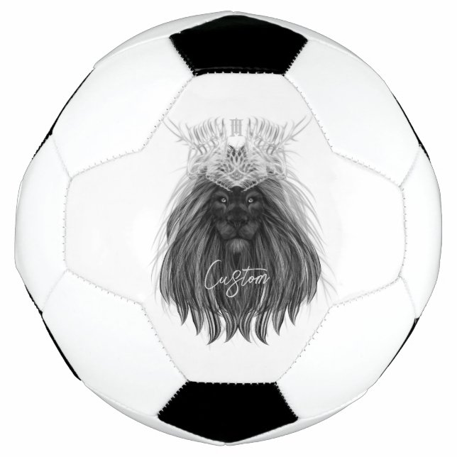 Ballon De Foot Lion noir avec couronne Antlers et monogramme (Devant)