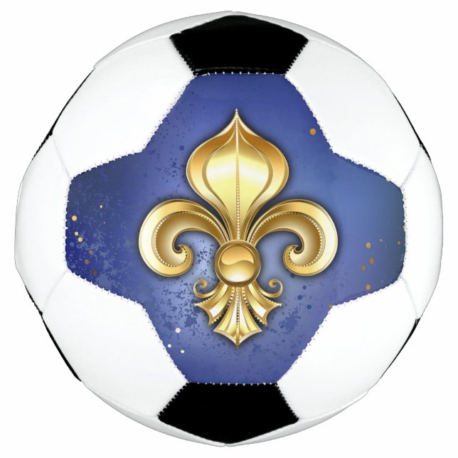 Ballon De Foot Lis d'or sur fond bleu (Devant)