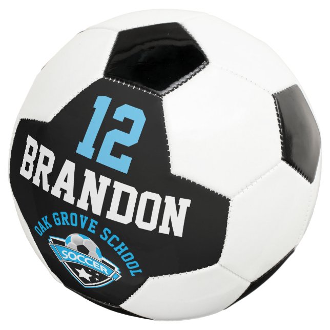 Ballon De Foot Logo de football - Bleu bébé, noir et blanc (3/4)