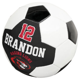 Ballon De Foot Logo Team Soccer - Rouge, Noir et Blanc