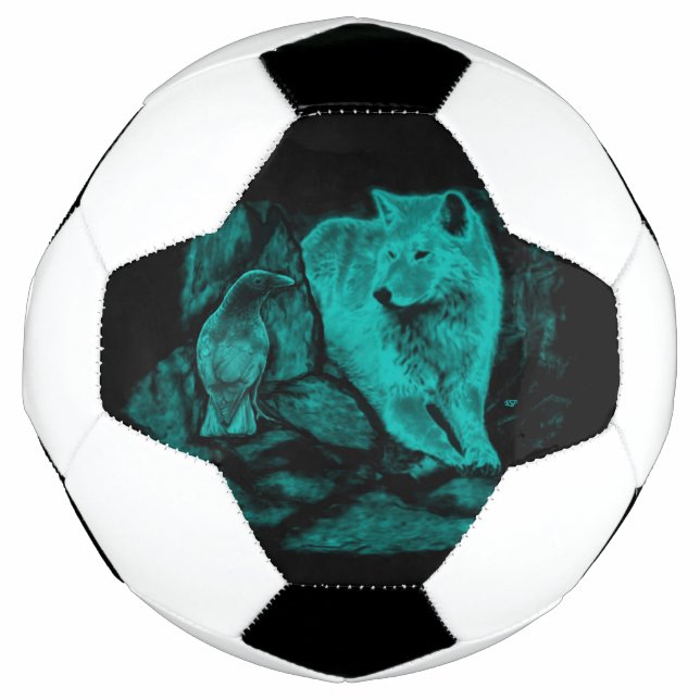 Ballon De Foot Loup et corbeau dans la nuit (Devant)