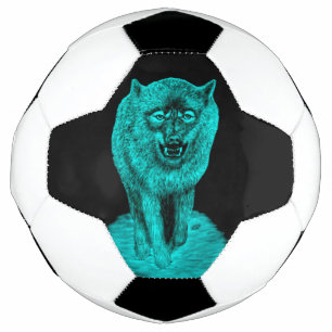 Ballon De Foot Loup noir en colère dans la nuit