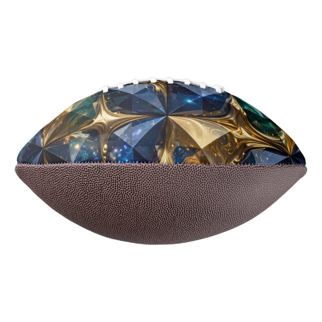 Ballon De Foot Marbre Géométrique Luxe Rubis Bleu Or (Tourné à 270°)