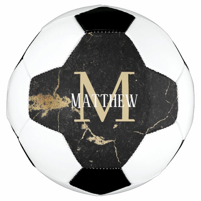 Ballon De Foot Marque noire d'or initial Monogramme (Devant)