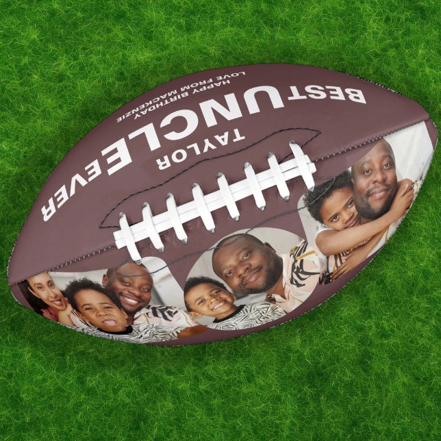 Ballon De Foot Meilleur oncle jamais personnalisé photo et texte (Best Uncle Ever Personalized Photo and Text Football by Ricaso. Photo gifts for sports fans.)