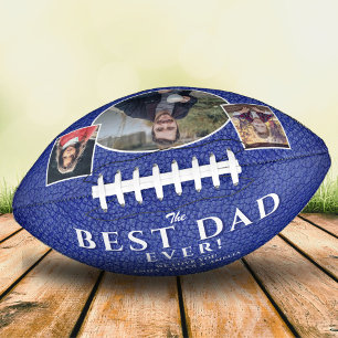 Ballon De Foot Meilleur papa Bleu Cuir Père`s Day 3 Collage photo