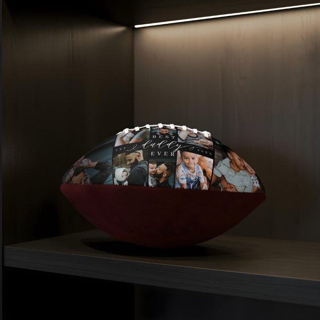 Ballon De Foot Meilleur papa jamais | Fête des pères 8 Collage ph (Best Daddy Ever | Father's Day 8 Photo Collage Football)