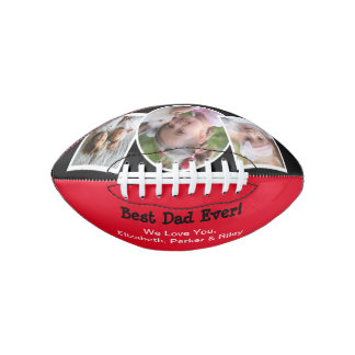 Ballon De Foot Meilleur papa Jamais Photo Collage Red Black Footb