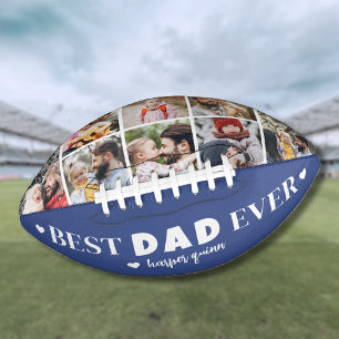 Ballon De Foot Meilleur papa jamais photo moderne bleu
