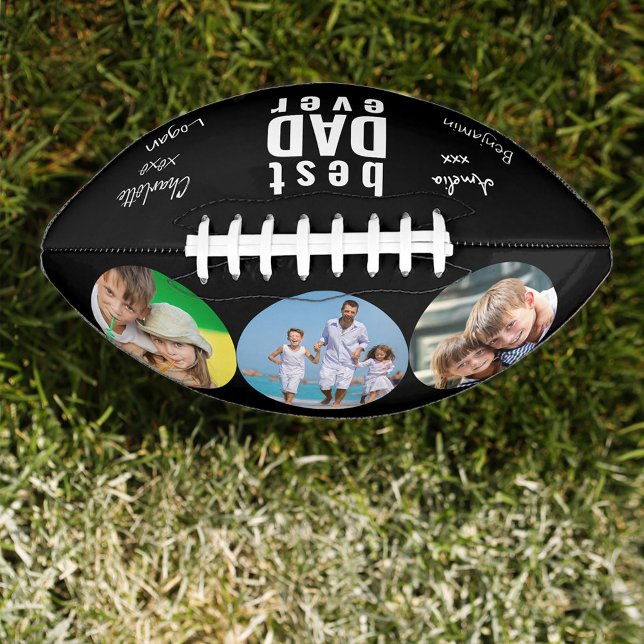Ballon De Foot Meilleur Papa Jamais Signé Photo Noir Personnalisé (Créateur téléchargé)