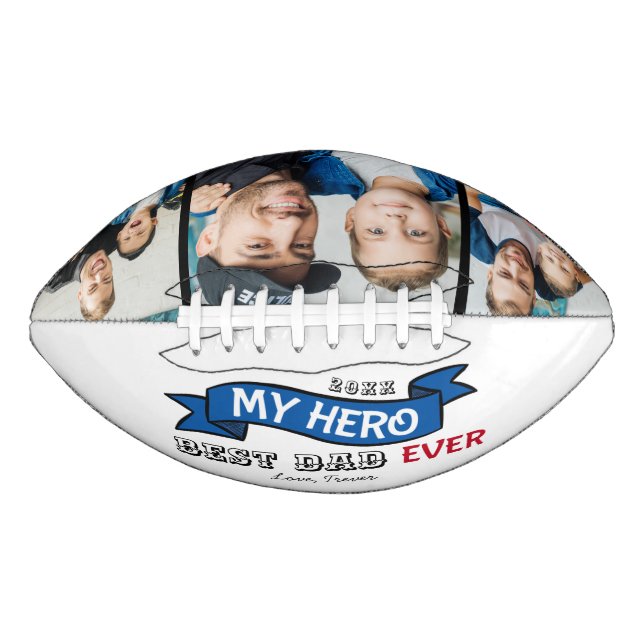 Ballon De Foot Meilleur Papa Jamais Topographie Bannière Bleue Ph (Devant)