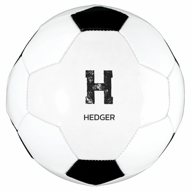 BALLON DE FOOT MINIMALIST BLACK ONE LETTER MONOGRAM NAME WHITE (Devant)